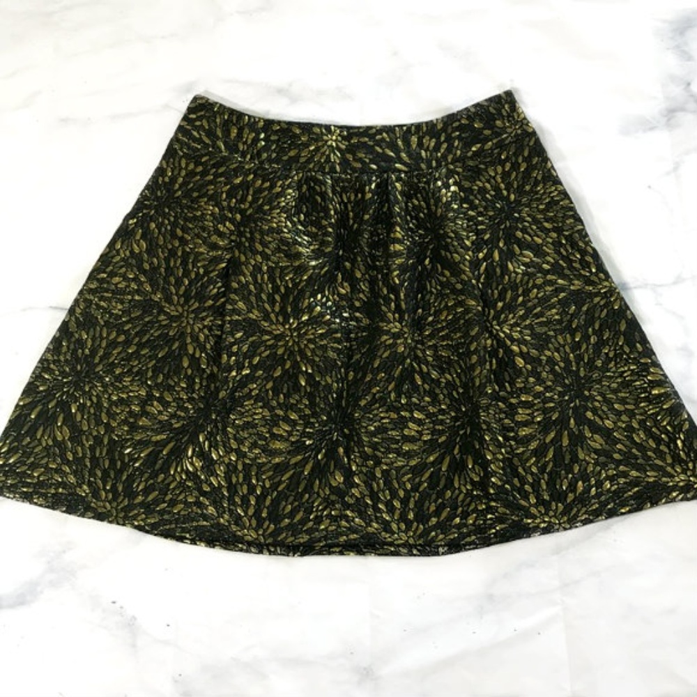 Lane Bryant Gold Lamé Floral Burst Jacquard Skirt - Picture 1 of 8